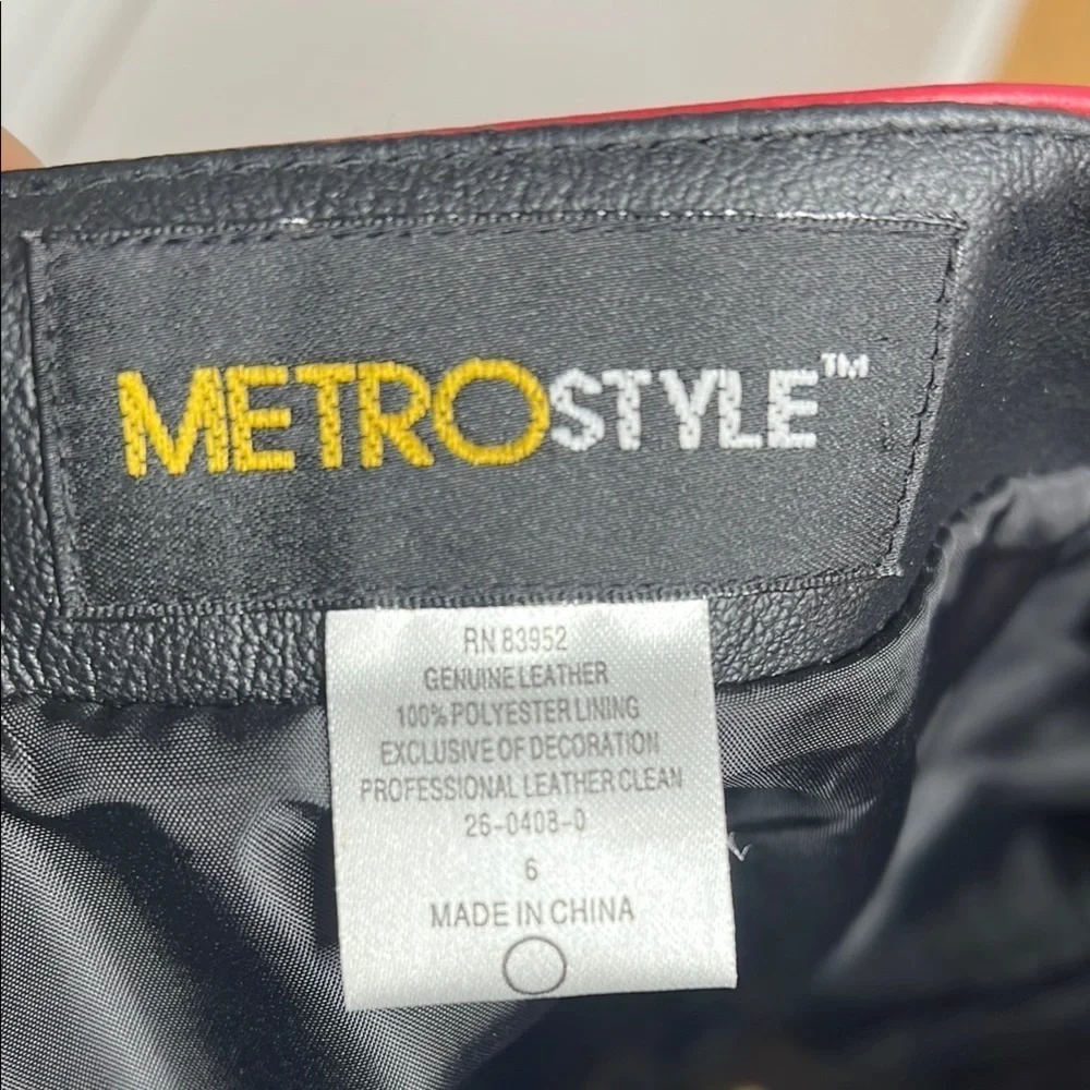 MetroStyle Sz 6 Leather Multi Color Patch Skirt Fully Lined Side Zipper - New